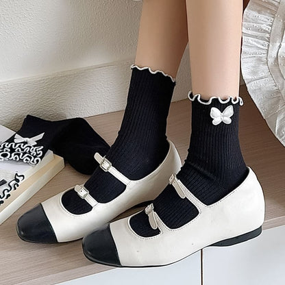 Ruffle Trim Bowknot Socks