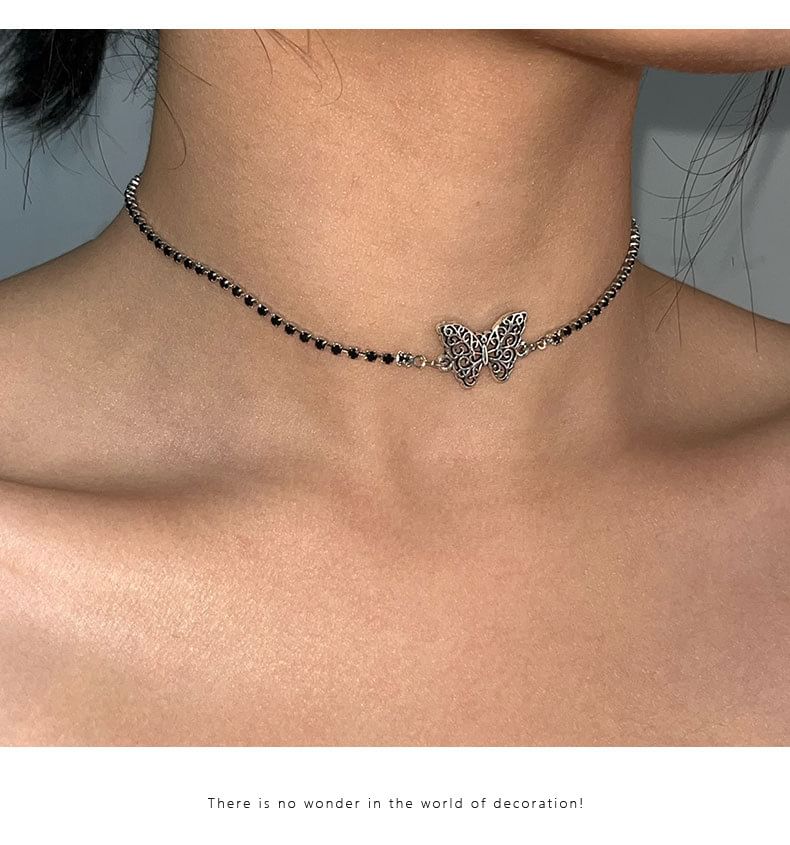 Butterfly Beaded Choker