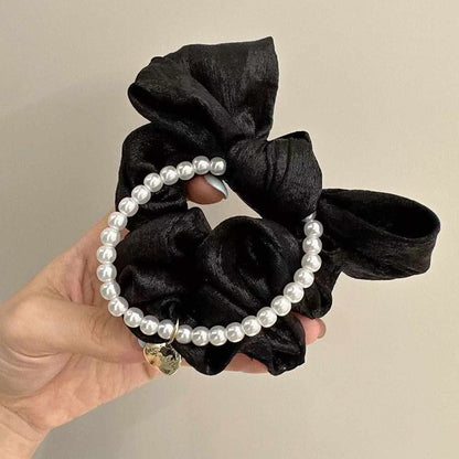 Faux Pearl Accent Bow Scrunchie