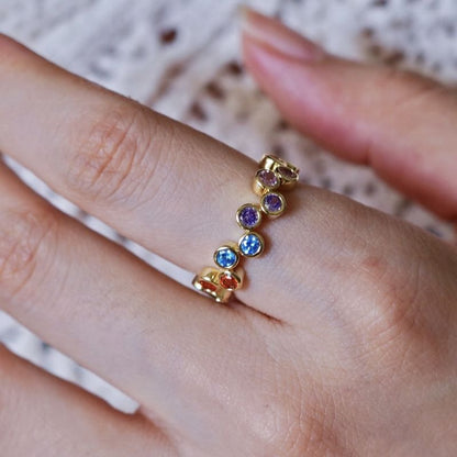 Bague ouverte en alliage avec strass et fausses perles