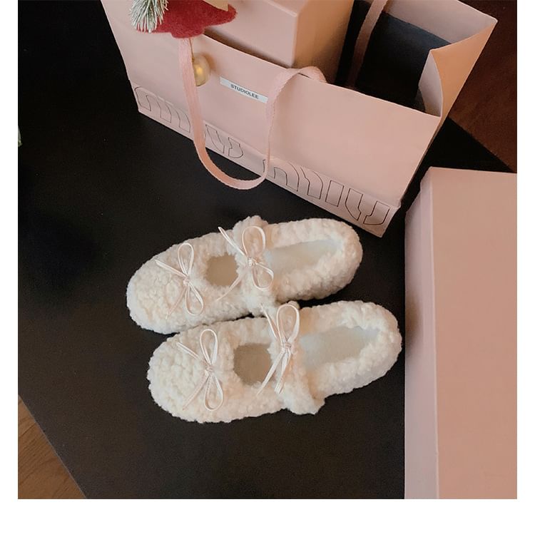 Wedge Hidden Bow Mary Shoes Jane Fleece