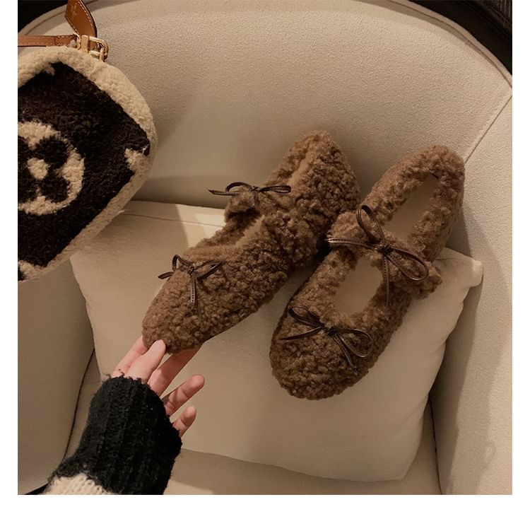 Wedge Hidden Bow Mary Shoes Jane Fleece