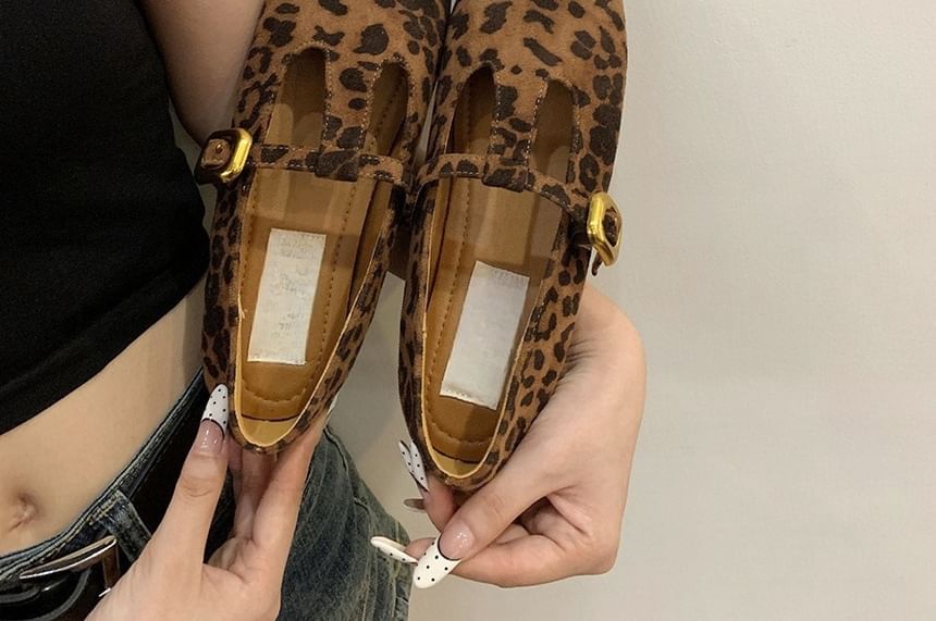 Faux Toe Suede Square Flats T-Strap