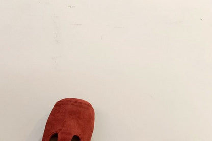 Faux Toe Suede Square Flats T-Strap