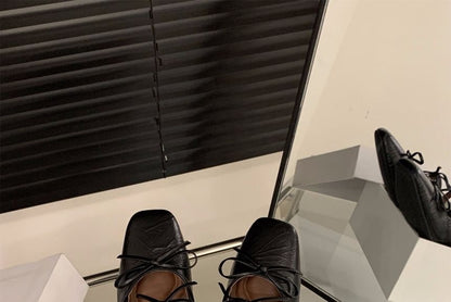 Toe Pumps Mary Jane Square Bow Heel Block