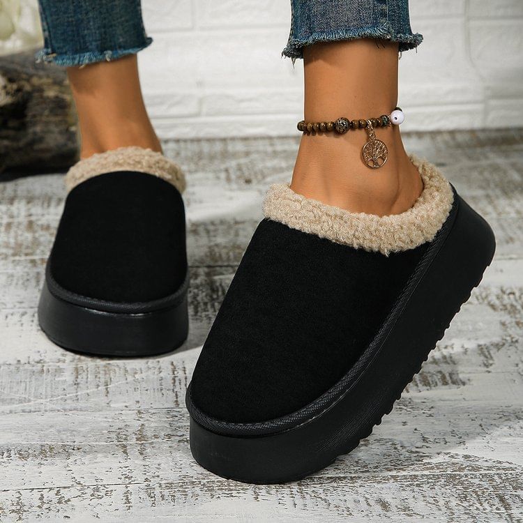 Fleece-Lined Platform Mules