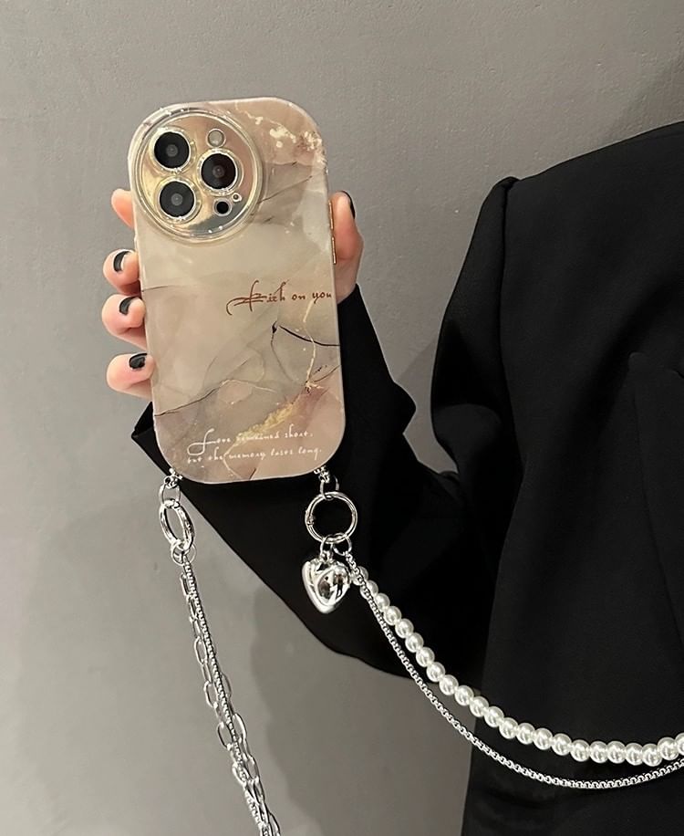 Marble Print Lanyard Phone Case