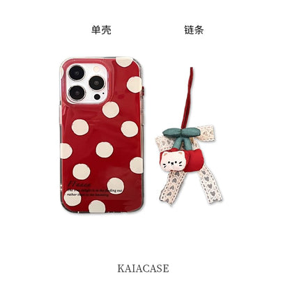 Polka Phone Case Cherry Dot / Charm Set