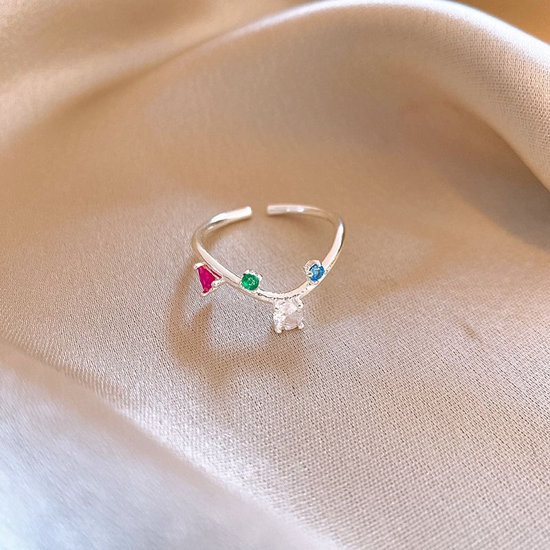 Face Rhinestone Faux Pearl / Smiley Ring