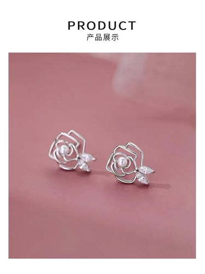 925 Sterling Silver Rose Stud Earring