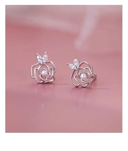 925 Sterling Silver Rose Stud Earring