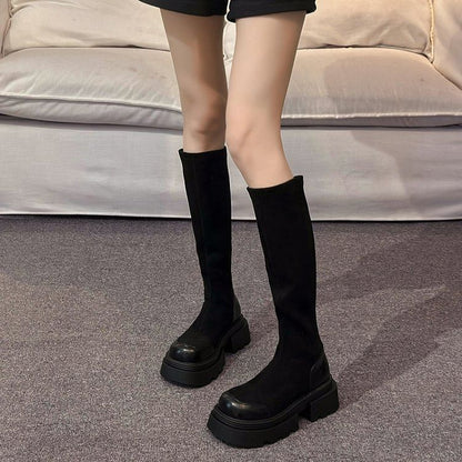 Platform Boots Tall Suede Faux