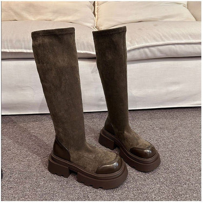 Platform Boots Tall Suede Faux