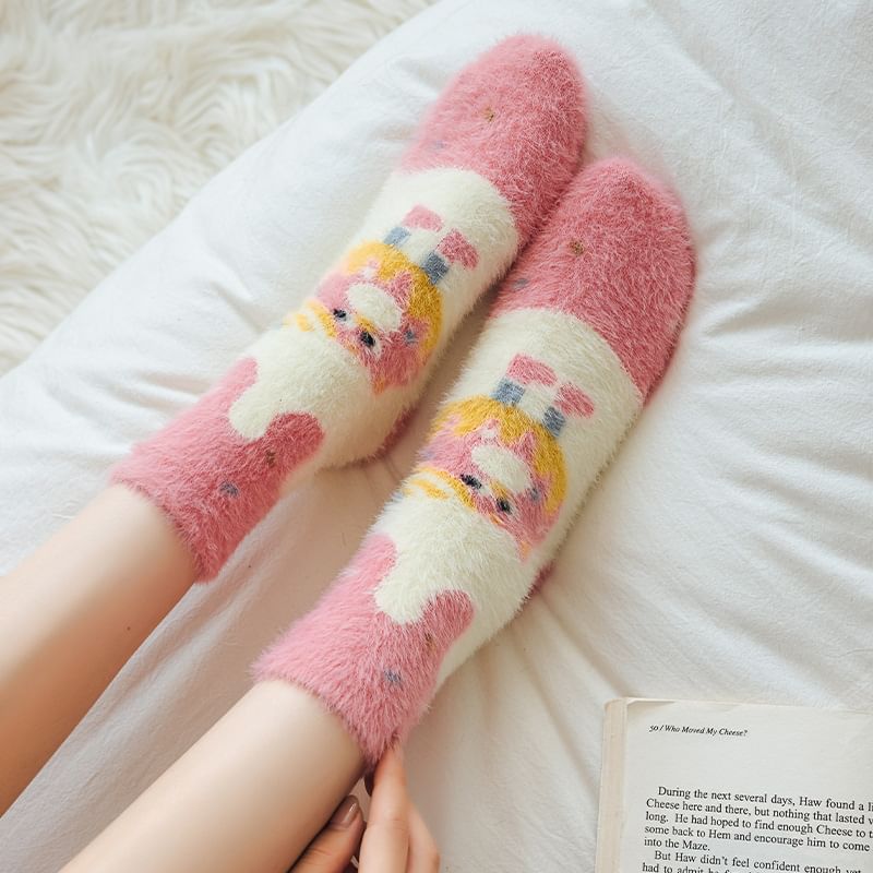 Dotted Fleece Crew Socks