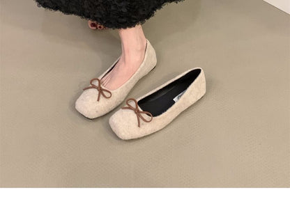 Square Toe Plain Bow Flats