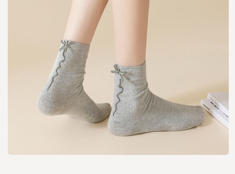 Bow Ribbed Short Socks Set