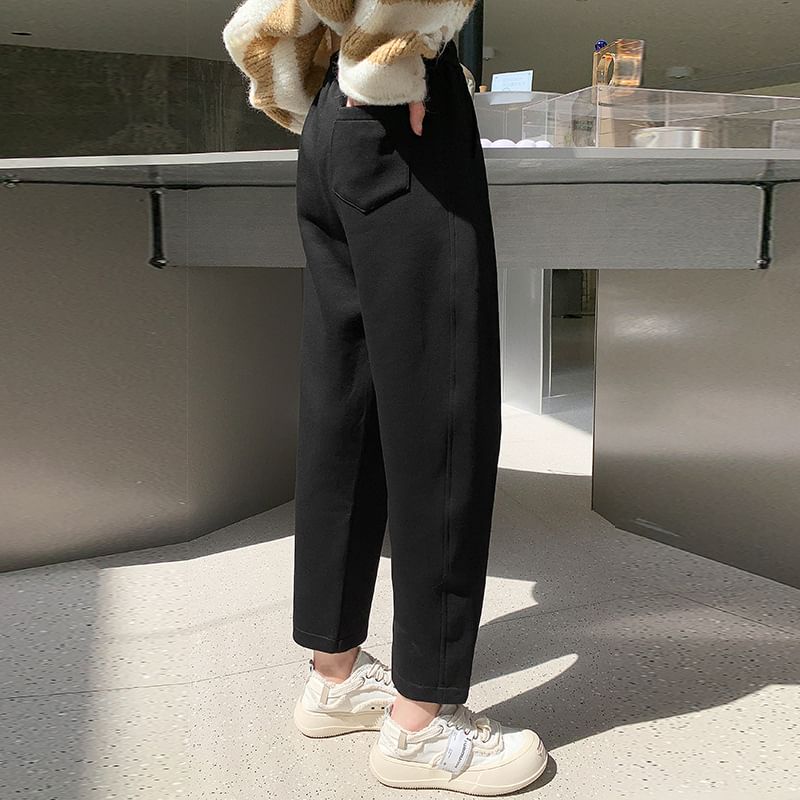 Pantalon de survêtement uni à taille haute et jambe droite