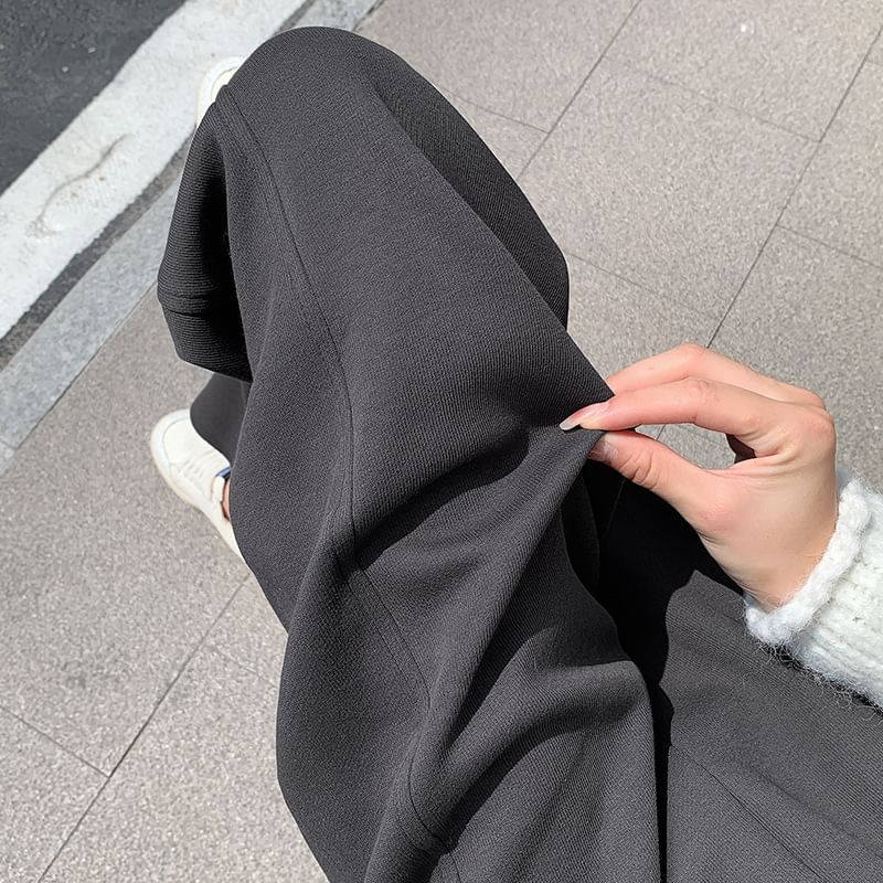 Pantalon de survêtement uni à taille haute et jambe droite