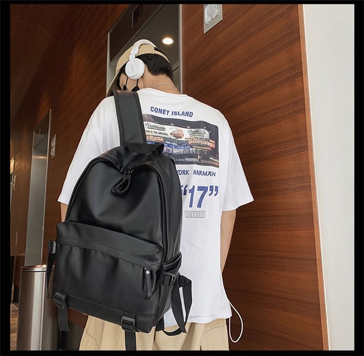 Faux Backpack Multi-Pocket Leather