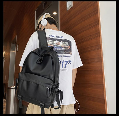 Faux Backpack Multi-Pocket Leather