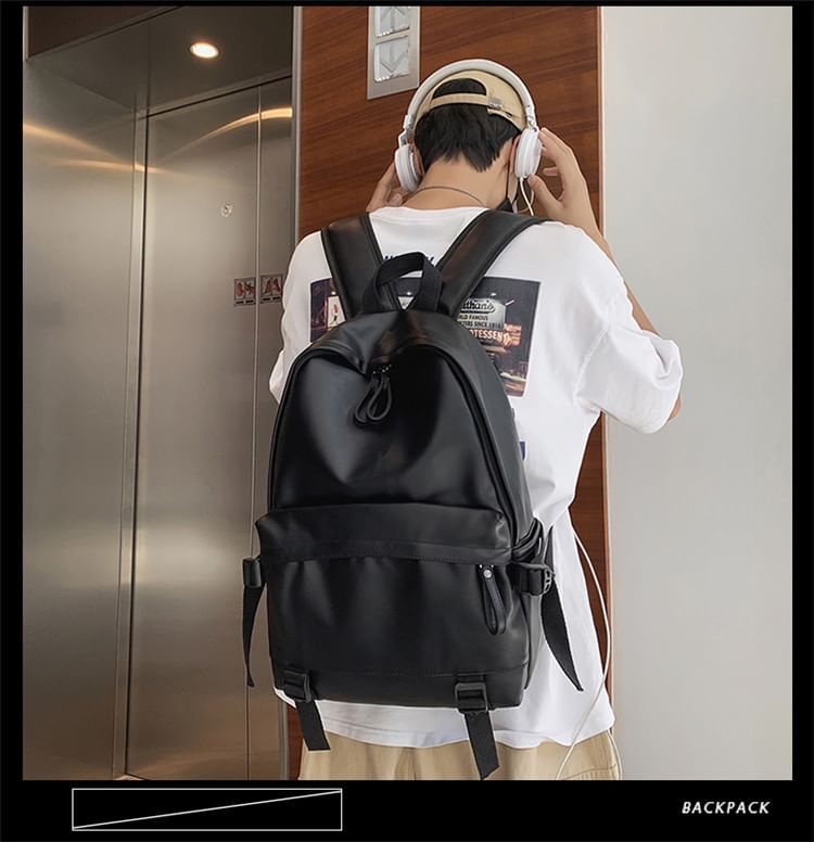 Faux Backpack Multi-Pocket Leather