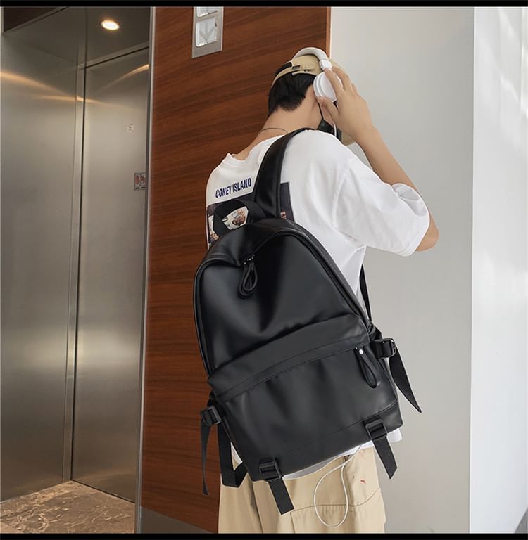 Faux Backpack Multi-Pocket Leather