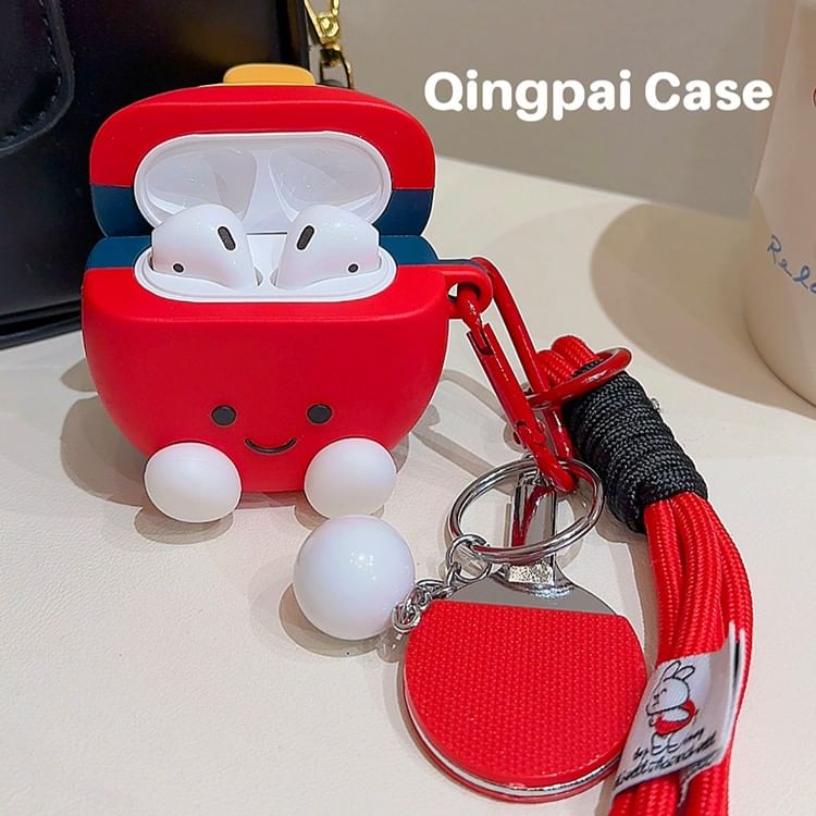 Cartoon Table Tennis Doll Lanyard String Airpods / Pro Earphone Case