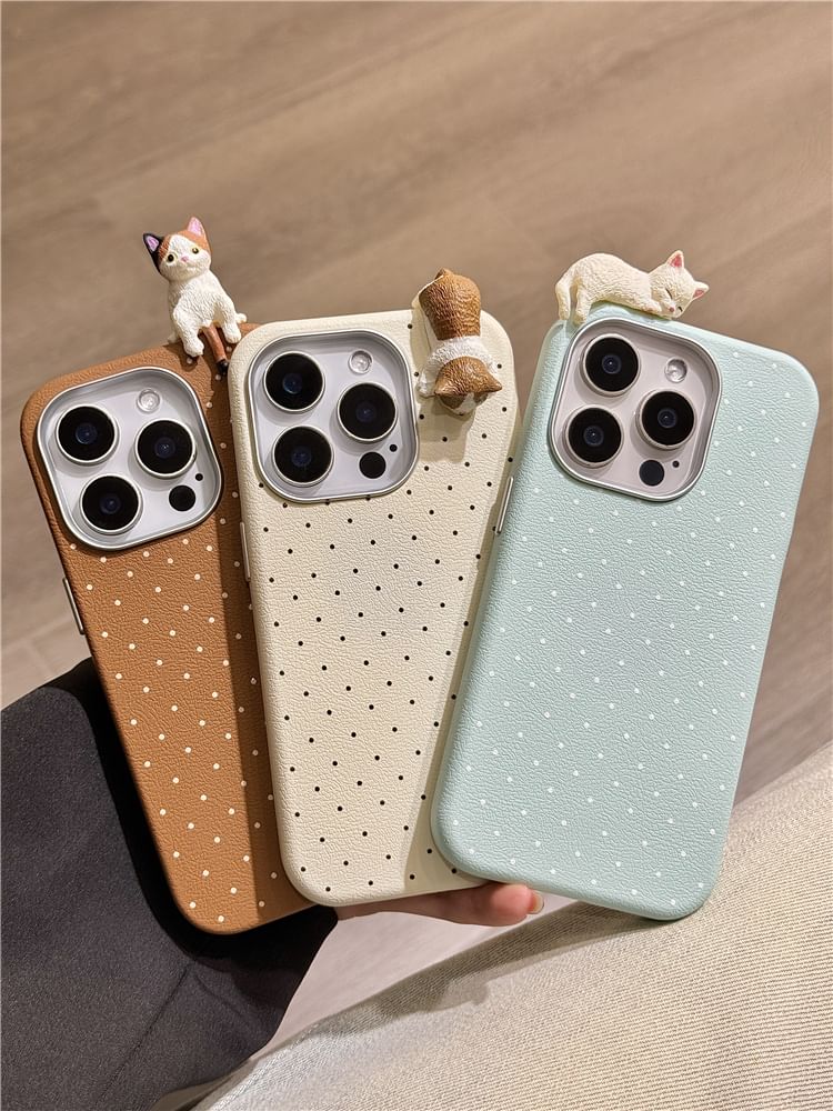 Cat Case Phone Dot Polka