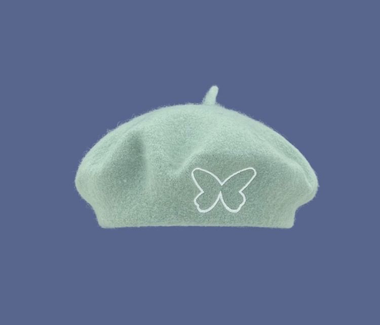 Butterfly Embroidered Beret