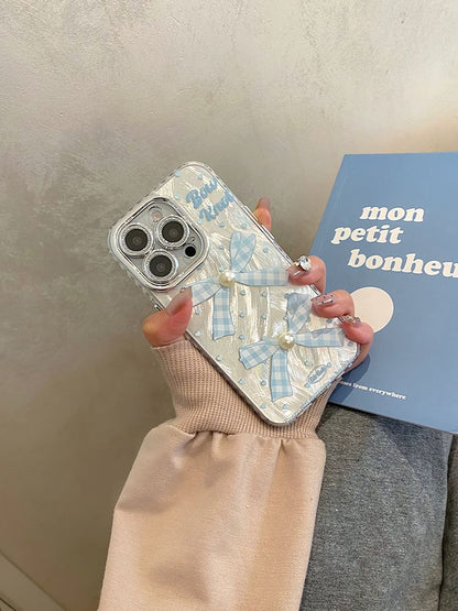 Bow Phone Pearl Adhesive Faux Decoration / Set Case
