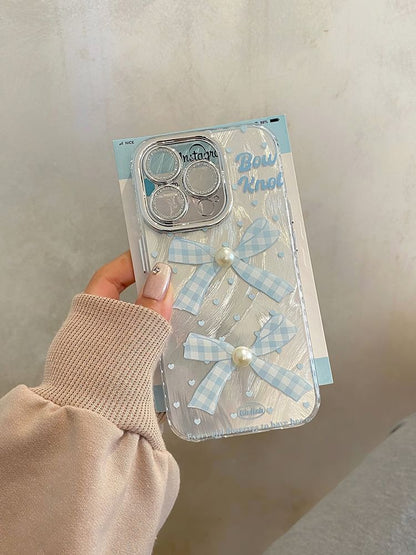 Bow Phone Pearl Adhesive Faux Decoration / Set Case