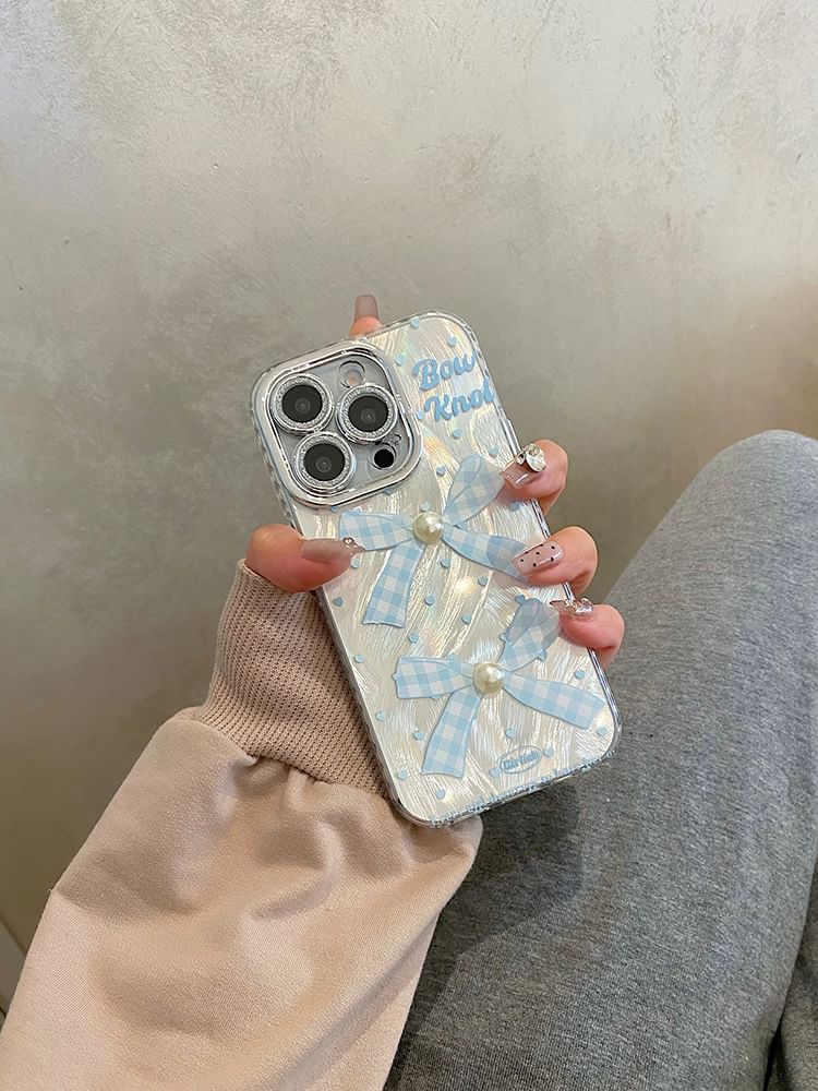 Bow Phone Pearl Adhesive Faux Decoration / Set Case