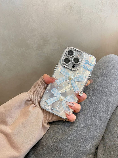 Bow Phone Pearl Adhesive Faux Decoration / Set Case