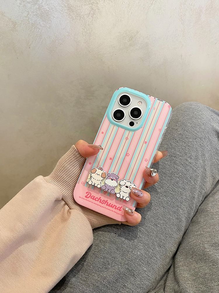 Stand Dog Striped Phone / Case Set