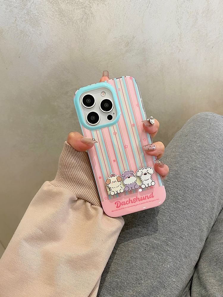 Stand Dog Striped Phone / Case Set