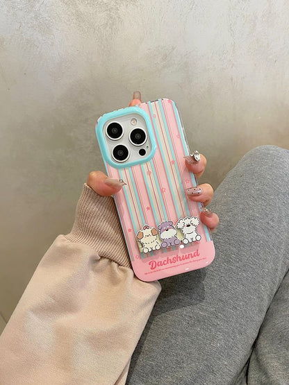 Stand Dog Striped Phone / Case Set