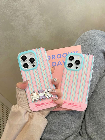 Stand Dog Striped Phone / Case Set
