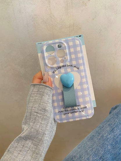 Finger Set Plaid Strap Heart Case / Phone