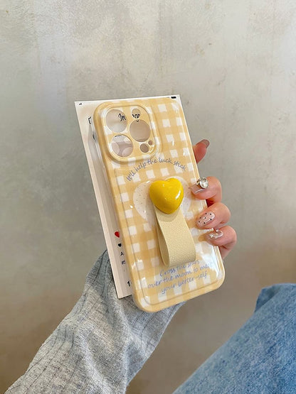 Finger Set Plaid Strap Heart Case / Phone