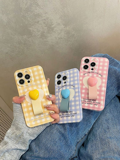 Finger Set Plaid Strap Heart Case / Phone