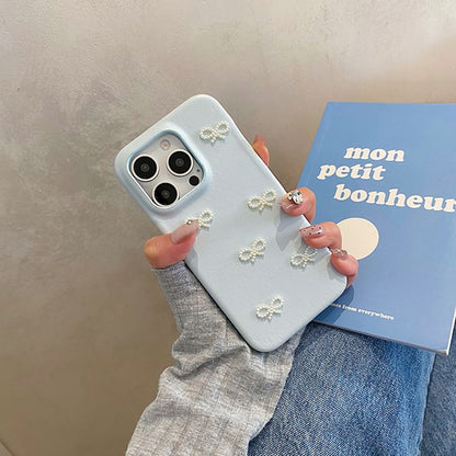 Bow Case / Strap Pearl Faux Phone Set