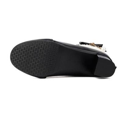 Panel Chunky Short Boots Heel Fleece Bow