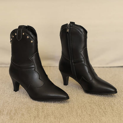 Boots Short Chunky Studded Heel