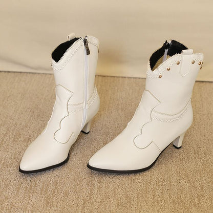 Boots Short Chunky Studded Heel