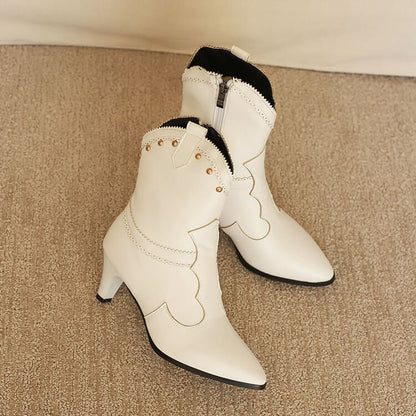 Boots Short Chunky Studded Heel