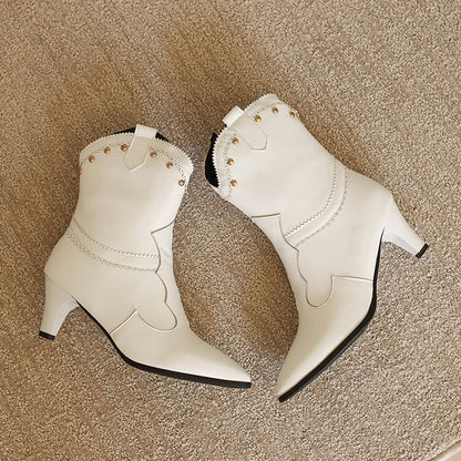 Boots Short Chunky Studded Heel