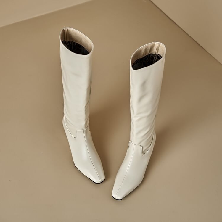 Heel Tall Plain Hidden Wedge Boots