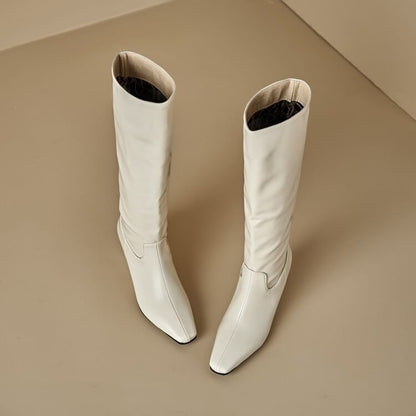 Heel Tall Plain Hidden Wedge Boots