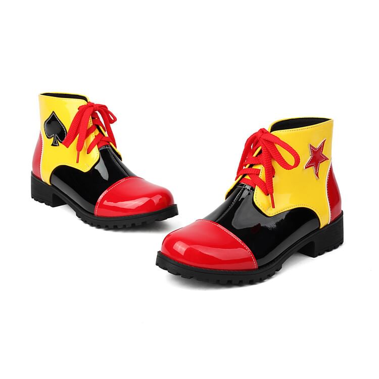 Star Short Boots Lace-Up Applique