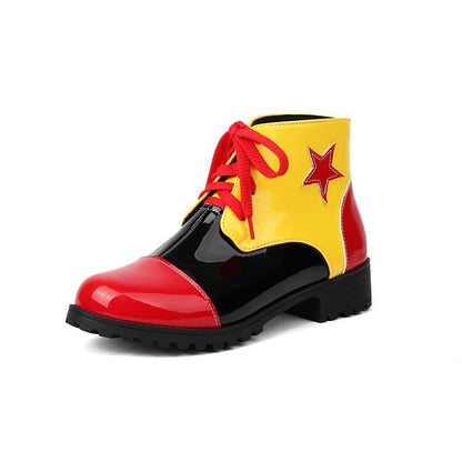 Star Short Boots Lace-Up Applique